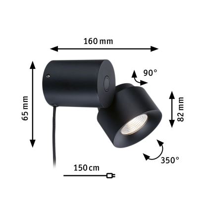 Paulmann 79776 - LED/3W prigušiva zidna svetiljka 2 u 1 PURIC PANE 230V