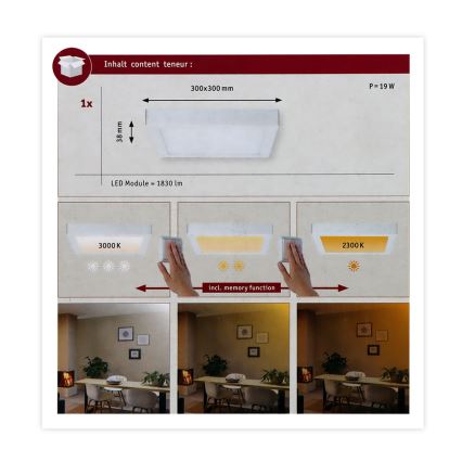 Paulmann 79801 - LED/13W Plafonsko svetlo CARPO 230V 2300/2500/3000K