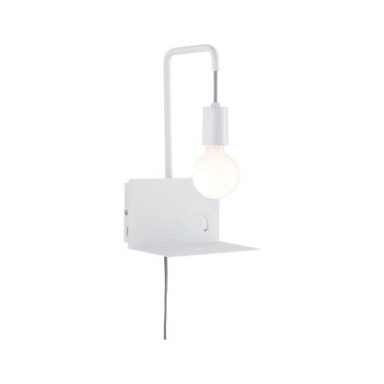 Paulmann 79812 - 1xE27/40W Zidno svetlo sa policom i USB CALVANI 230V belo