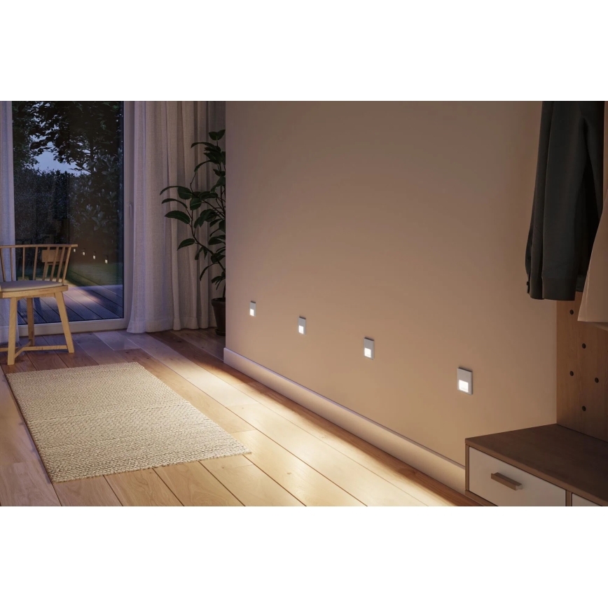 Paulmann 80003 - LED/1W svetiljka za stepenište sa senzorom TSARO 230V Lead/matni hrom
