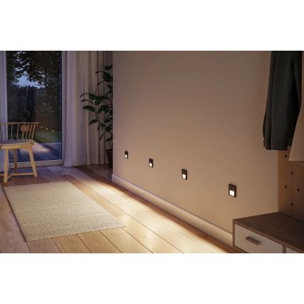 Paulmann 80004 - LED/1W svetlo za stepenište sa senzorom TSARO 230V olovno/crno