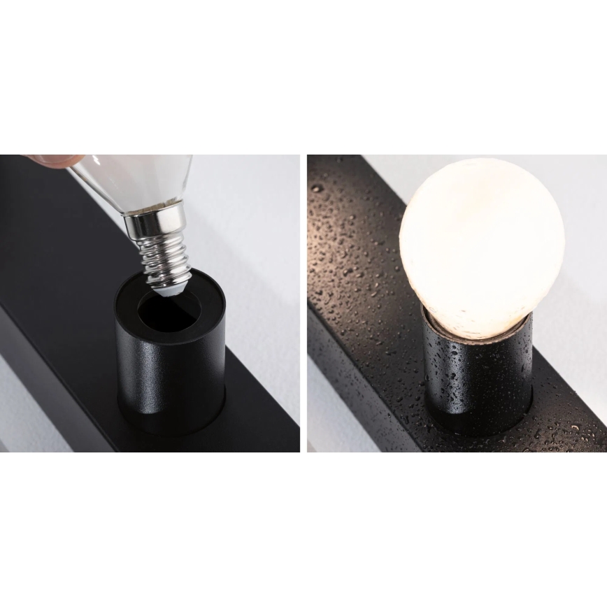 Paulmann 80099 - 4xE14/40W IP44 Kupatilsko osvetljenje za ogledalo REGULA 230V crno