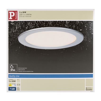 Paulmann 92075 - LED/18W IP44 Kupatilsko ugradno svetlo QUALITY LINE 230V