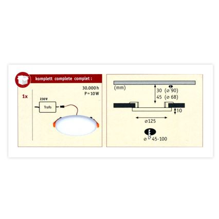 Paulmann 92388 - LED/8,5W IP44 Kupatilsko ugradno plafonsko svetlo VARIFIT 230V
