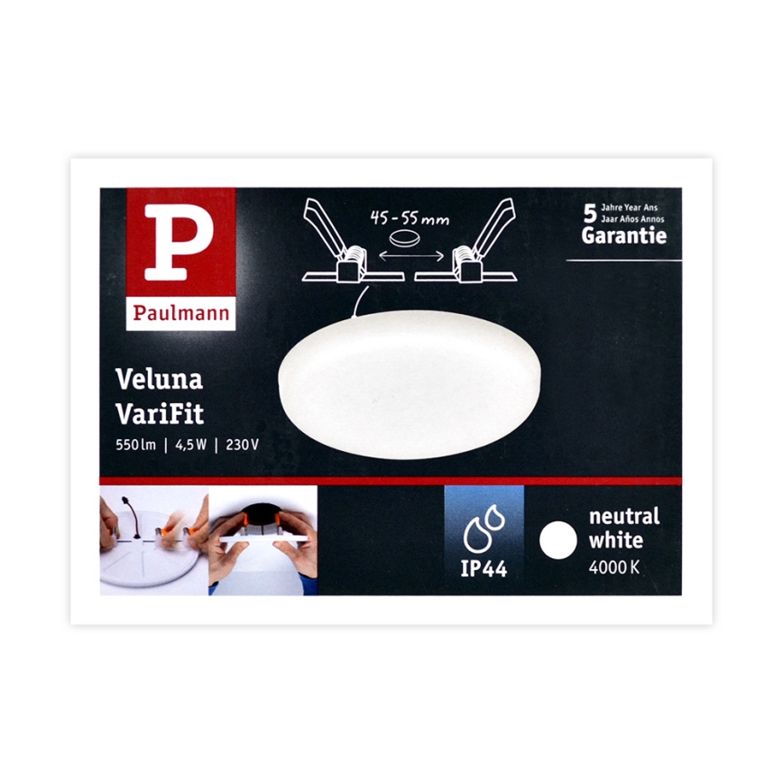 Paulmann 92390 - LED/4,5W IP44 Ugradno kupatilsko svetlo VARIFIT 230V