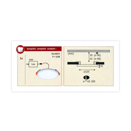 Paulmann 92391 - LED/8,5W IP44 Ugradno plafonsko svetlo za kupatilo VARIFIT 230V
