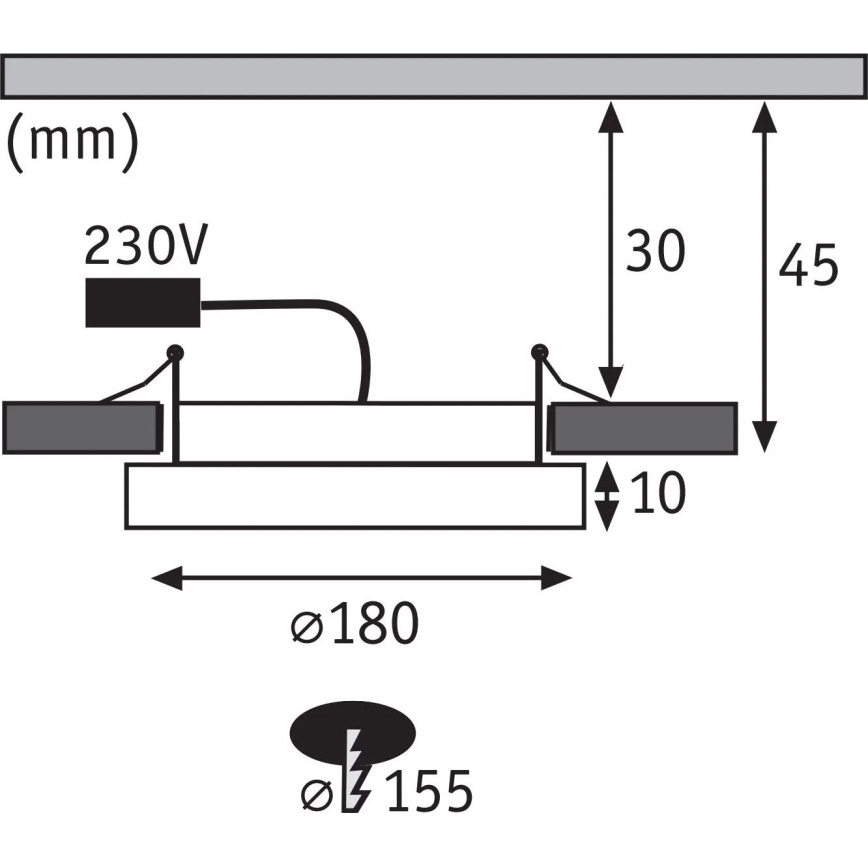 Paulmann 92935 - LED/12W IP44 prigušiva ugradno stropno svetlo za kupatilo AREO 230V prečnik 18 cm mat hrom
