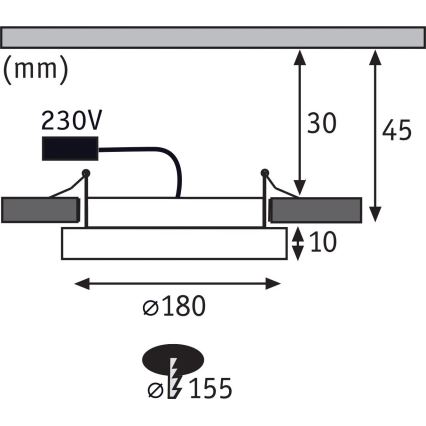 Paulmann 92946 - LED/11W IP23 Kupatilsko ugradno plafonsko svetlo AREO 230V prečnik 18 cm matni hrom