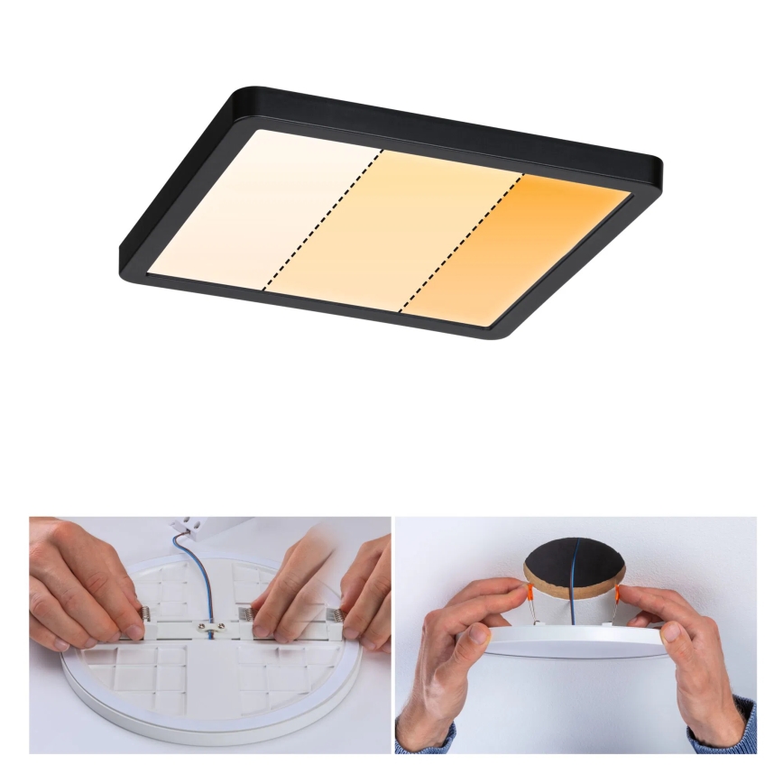 Paulmann 93101 - LED/13W IP44 Kupatilsko ugradno stropno svetlo AREO 230V 2000/3000/4000K 17,5x17,5 cm crno