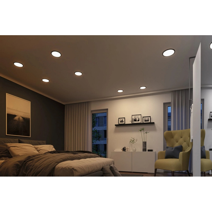 Paulmann 93102 - LED/16W IP44 prigušiva kupatilska ugradna plafonska svetiljka AREO 230V 2000/3000/4000K prečnik 23 cm crna
