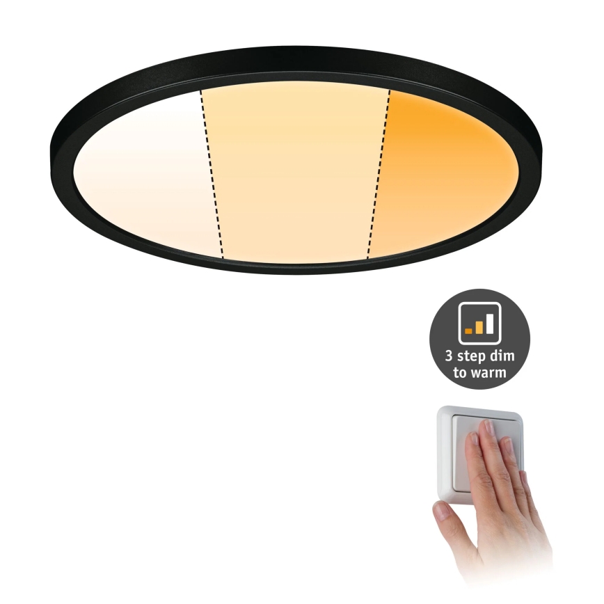 Paulmann 93102 - LED/16W IP44 prigušiva kupatilska ugradna plafonska svetiljka AREO 230V 2000/3000/4000K prečnik 23 cm crna