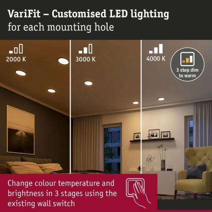 Paulmann 93102 - AREO LED ugradna kupatilska lampa 16W IP44, 230V, 2000/3000/4000K, Ø23 cm, crna