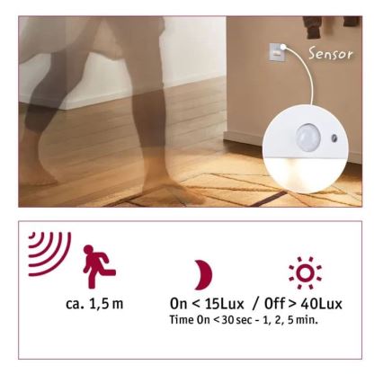 Paulmann 93133 - LED/1,2W stepenišno svetlo sa senzorom EDGE 230V belo