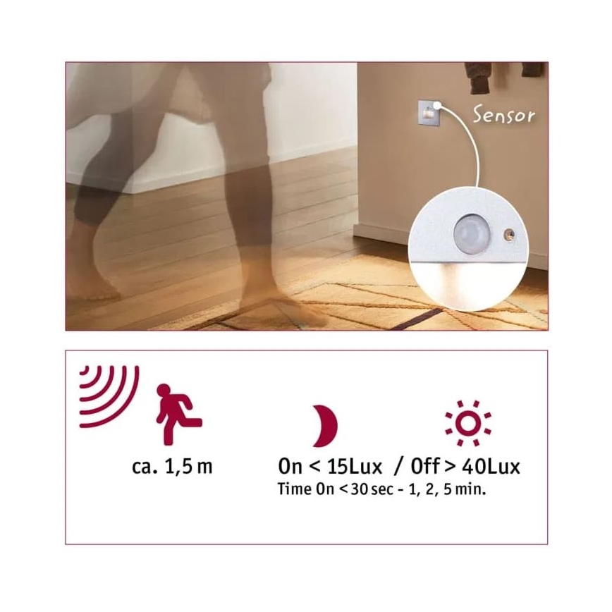 Paulmann 93134 - LED/1,2W stepenišno svetlo sa senzorom EDGE 230V mat hrom