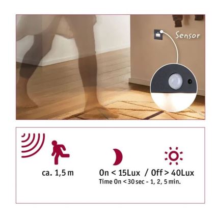 Paulmann  93135 - LED/1,2W svetlo za stepenište sa senzorom EDGE 230V, crne boje