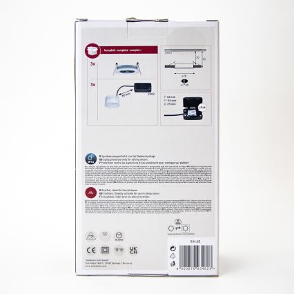 Paulmann 93462 - KOMPLET 3x LED/6W IP44 ugradne svetiljke za kupatilo NOVA 230V