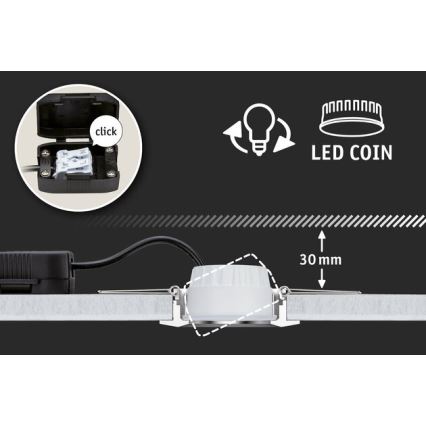 Paulmann 93483 - KOMPLET 3xLED/6,5W IP23 prigušiva ugrađena plafonska lampa za kupatilo NOVA 230V