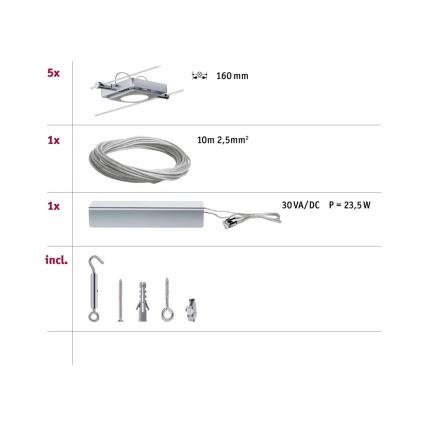 Paulmann 94108 - KOMPLET 5x LED/4,3W spot svetla za sajlni sistem MAC 230V mat hrom