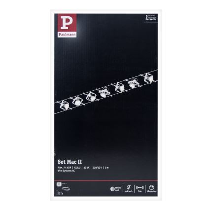Paulmann 94152 - Set od 7x GU5,3/10W, kompletan kablovski sistem MAC 230V, mat hrom