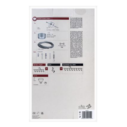 Paulmann 94152 - Set od 7x GU5,3/10W, kompletan kablovski sistem MAC 230V, mat hrom