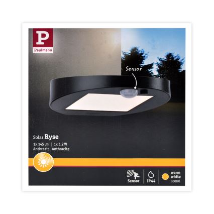 Paulmann 94246 - LED/1,2W IP44 Spoljno solarno svetlo sa senzorom RYSE 3,7V 1800 mAh