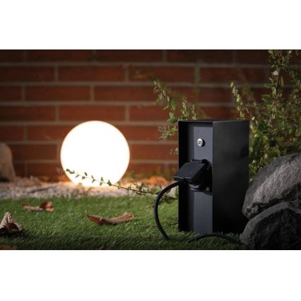 Paulmann 94315 -Vanjski stub s utičnicama i senzorom sumraka RIO 3Z SCHUKO 230V IP44