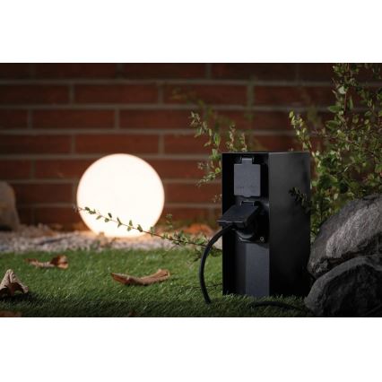 Paulmann 94315 -Vanjski stub s utičnicama i senzorom sumraka RIO 3Z SCHUKO 230V IP44