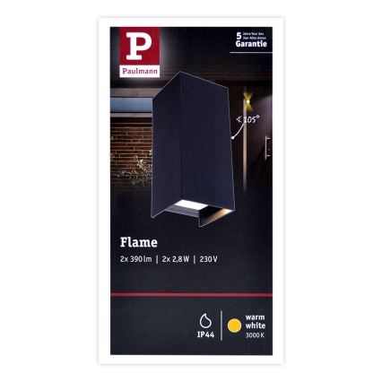 Paulmann 94326 - 2xLED/2,8W IP44 Spoljašnje zidno svetlo FLAME 230V
