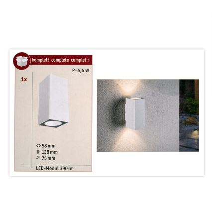 Paulmann 94330 - 2xLED/2,8W IP44 Spoljašnje zidno svetlo FLAME 230V belo