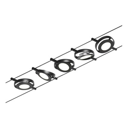 Paulmann 94418 - KOMPLET 5xLED/4,5W sajlni sistem ROUNDMAC 230V crna
