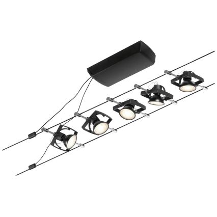 Paulmann 94434 - KOMPLET 5xGU5,3/10W Spot svetiljka za sajlni sistem MAC 230V crna