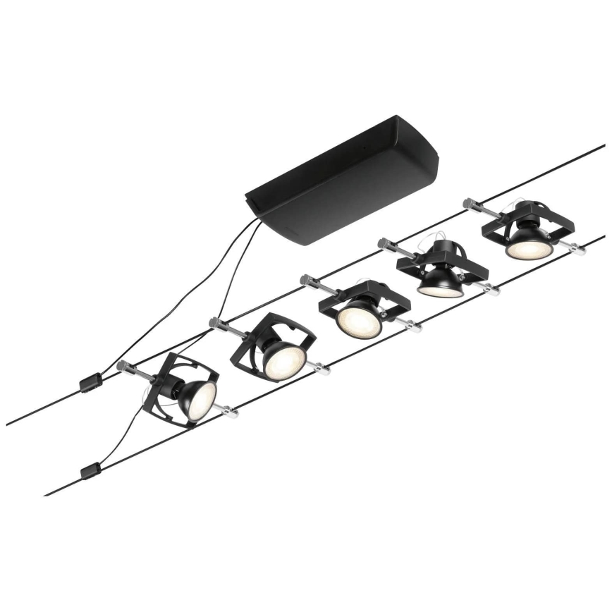 Paulmann 94434 - KOMPLET 5xGU5,3/10W Spot svetiljka za sajlni sistem MAC 230V crna