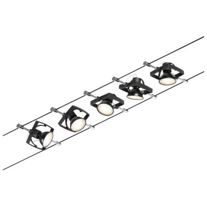Paulmann 94434 - KOMPLET 5xGU5,3/10W Spot svetiljka za sajlni sistem MAC 230V crna