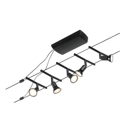 Paulmann 94446 - SET 5xGU5,3/10W Kompletan sajlni sistem SALT 230V crna