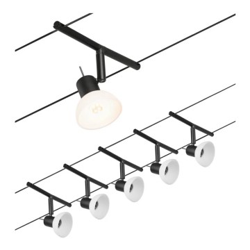 Paulmann 94450 - Komplet 5x GU5,3/10W kompletan kabelski sistem SHEELA 230V crna