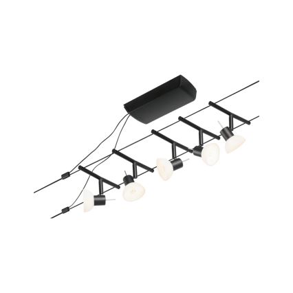 Paulmann 94450 - Komplet 5x GU5,3/10W kompletan kabelski sistem SHEELA 230V crna