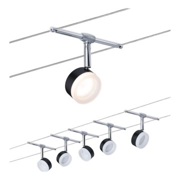 Paulmann 94457 - KOMPLET 5x LED/4W sajlni sistem CLEAR 230V crna/sjajni hrom