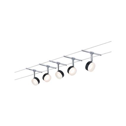 Paulmann 94457 - KOMPLET 5x LED/4W sajlni sistem CLEAR 230V crna/sjajni hrom