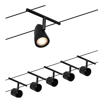 Paulmann 94469 - SET 5x GU5.3/10W Kompletan kablovski sistem CUP 230V crna