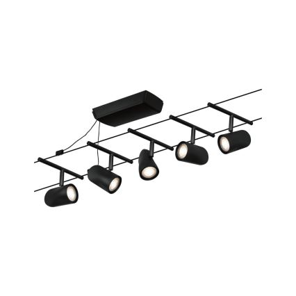 Paulmann 94469 - SET 5x GU5.3/10W Kompletan kablovski sistem CUP 230V crna