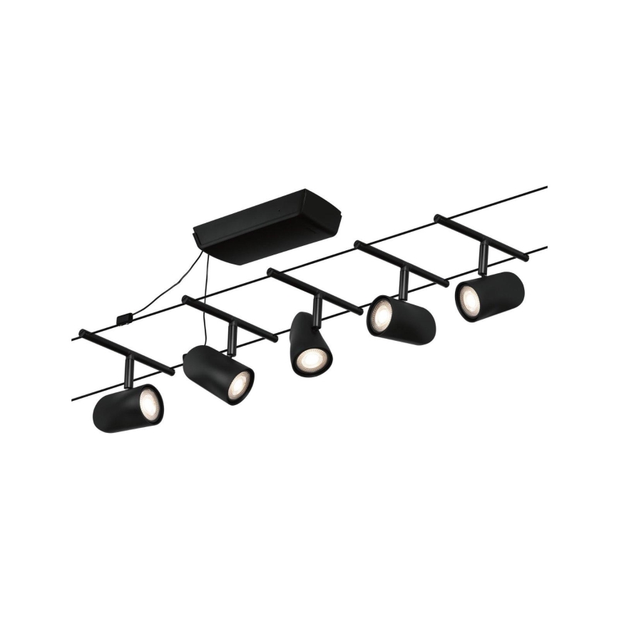 Paulmann 94469 - SET 5x GU5.3/10W Kompletan kablovski sistem CUP 230V crna