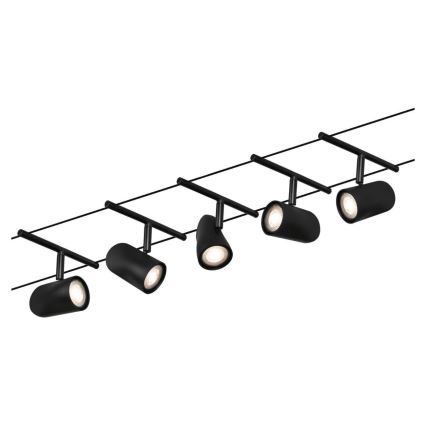 Paulmann 94469 - SET 5x GU5.3/10W Kompletan kablovski sistem CUP 230V crna