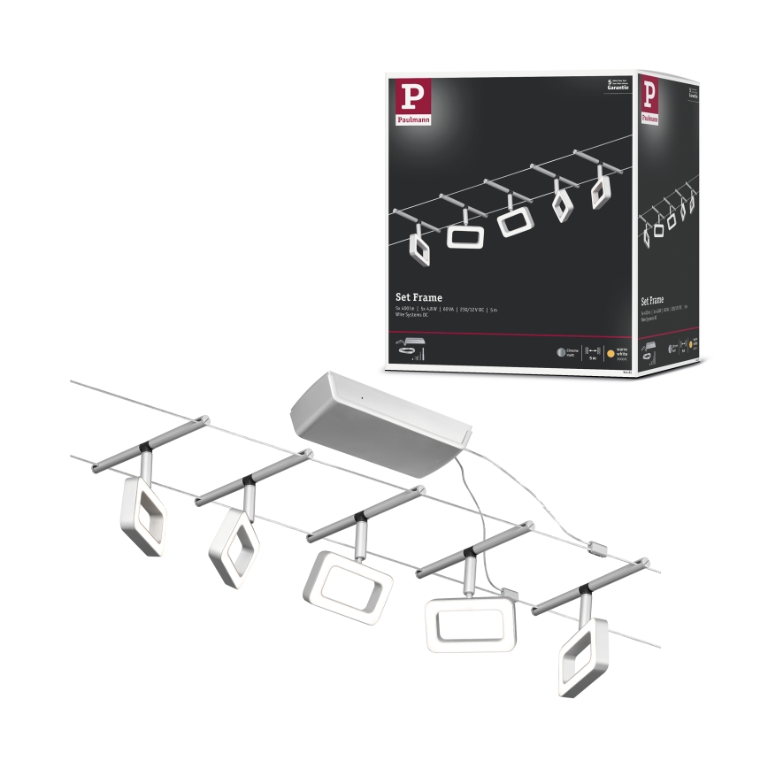 Paulmann 94481 - KOMPLET 5xLED/4,8W Spot za sajlni sistem FRAME 230V matni hrom
