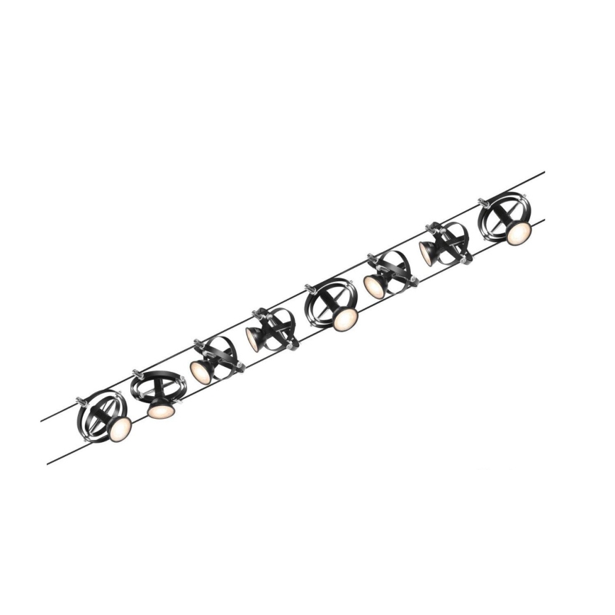 Paulmann 94494 - SET 8xGU5,3/7,5W reflektora za sajlni sistem CARDAN 230V crna