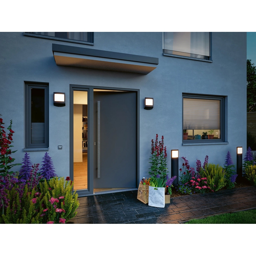 Paulmann 94514 - LED/8,5W IP44 Prigušiva spoljašnja svetiljka sa senzorom pokreta i sumraka PADEA 230V antracit