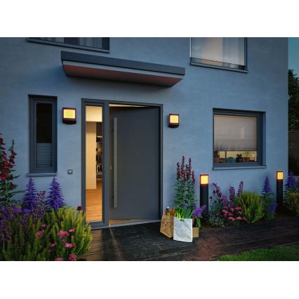 Paulmann 94515 - LED/8,5W IP44 Prigušiva spoljna svetiljka sa senzorom pokreta i sumraka PADEA 230V antracit