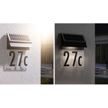 Paulmann 94694 - LED/0,2W IP44 Solarna svetiljka za kućni broj NEDA 3,7V 1800 mAh
