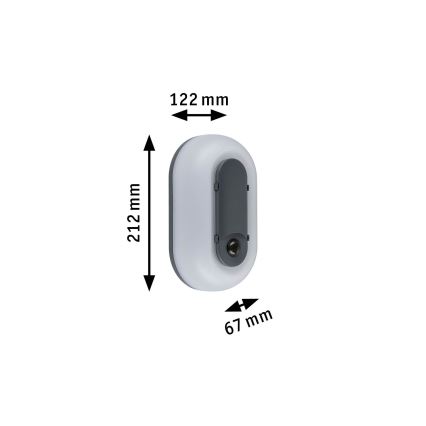 Paulmann 94958 - LED/18,5W IP65 prigušiva spoljašnje zidno svetlo sa senzorom pokreta i sumraka ELUNOR 230V 2200/3000/4000K antracit