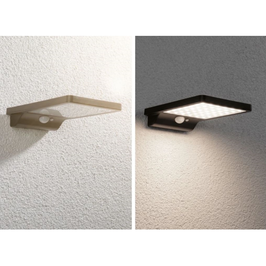 Paulmann 95393 - LED/4W IP44 prigušiva solarna zidna svetiljka sa senzorom SOLVEIG 3,7V 2000 mAh