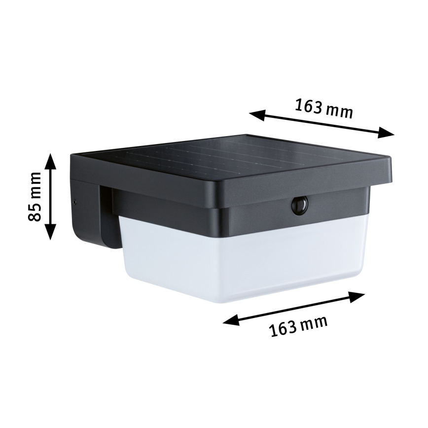 Paulmann 95748 - LED/2,3W IP44 Solarno zidno svetlo sa senzorom ISLEEN 3,7/230V 4000 mAh crna